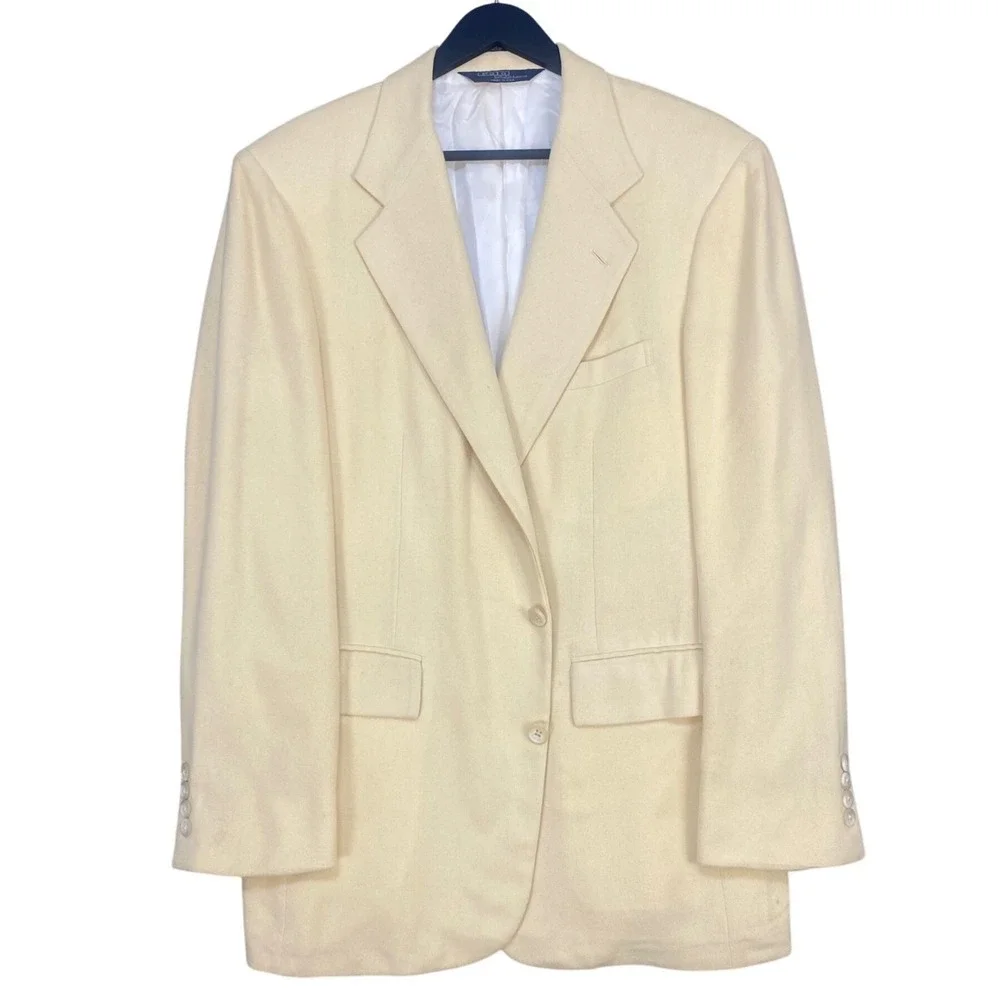 VTG Polo Ralph Lauren Sport Coat 39R Hopsack Cream Cashmere Blend USA NEW